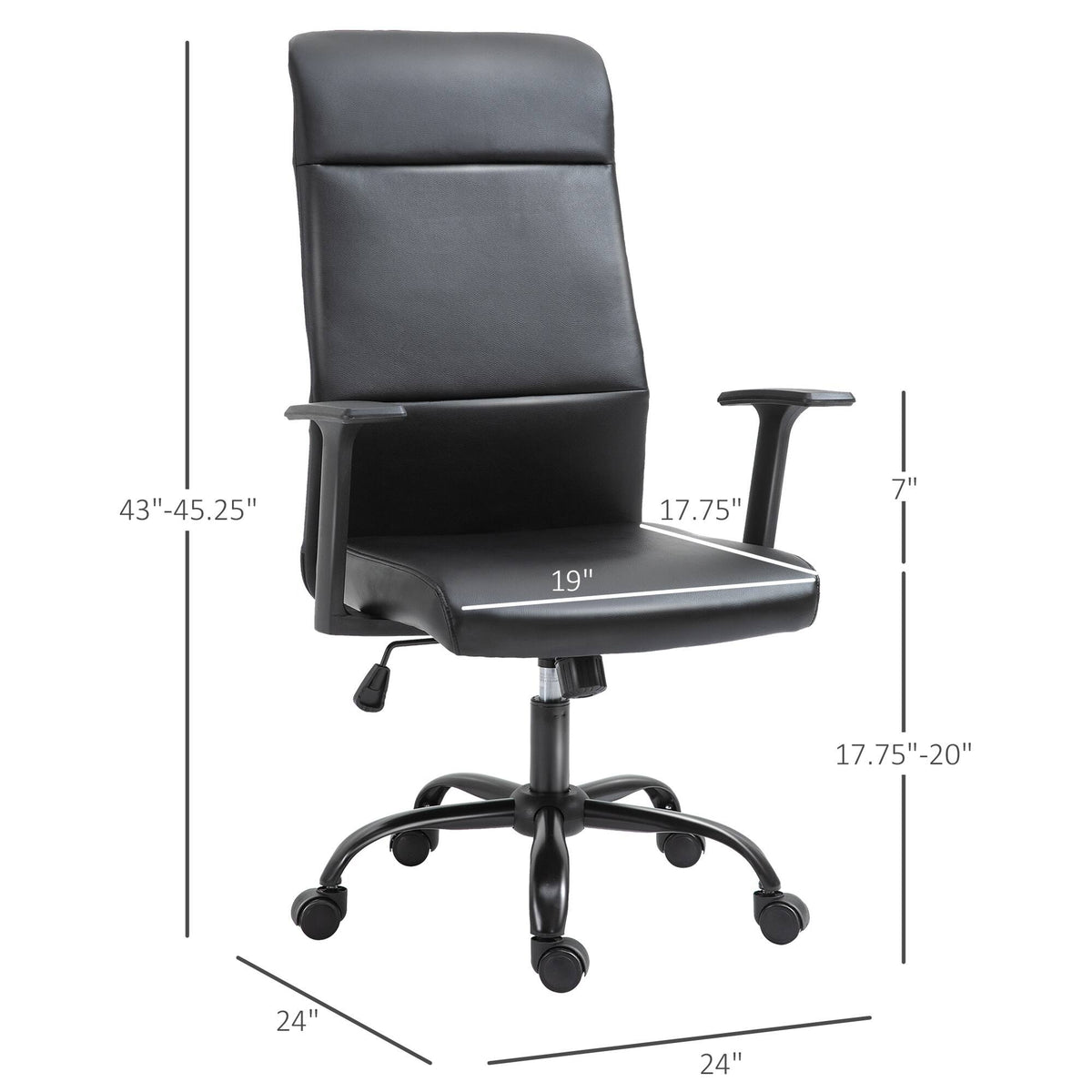 Faux Leather High-Back Office Chair with Adjustable Height, Metal Legs C4567