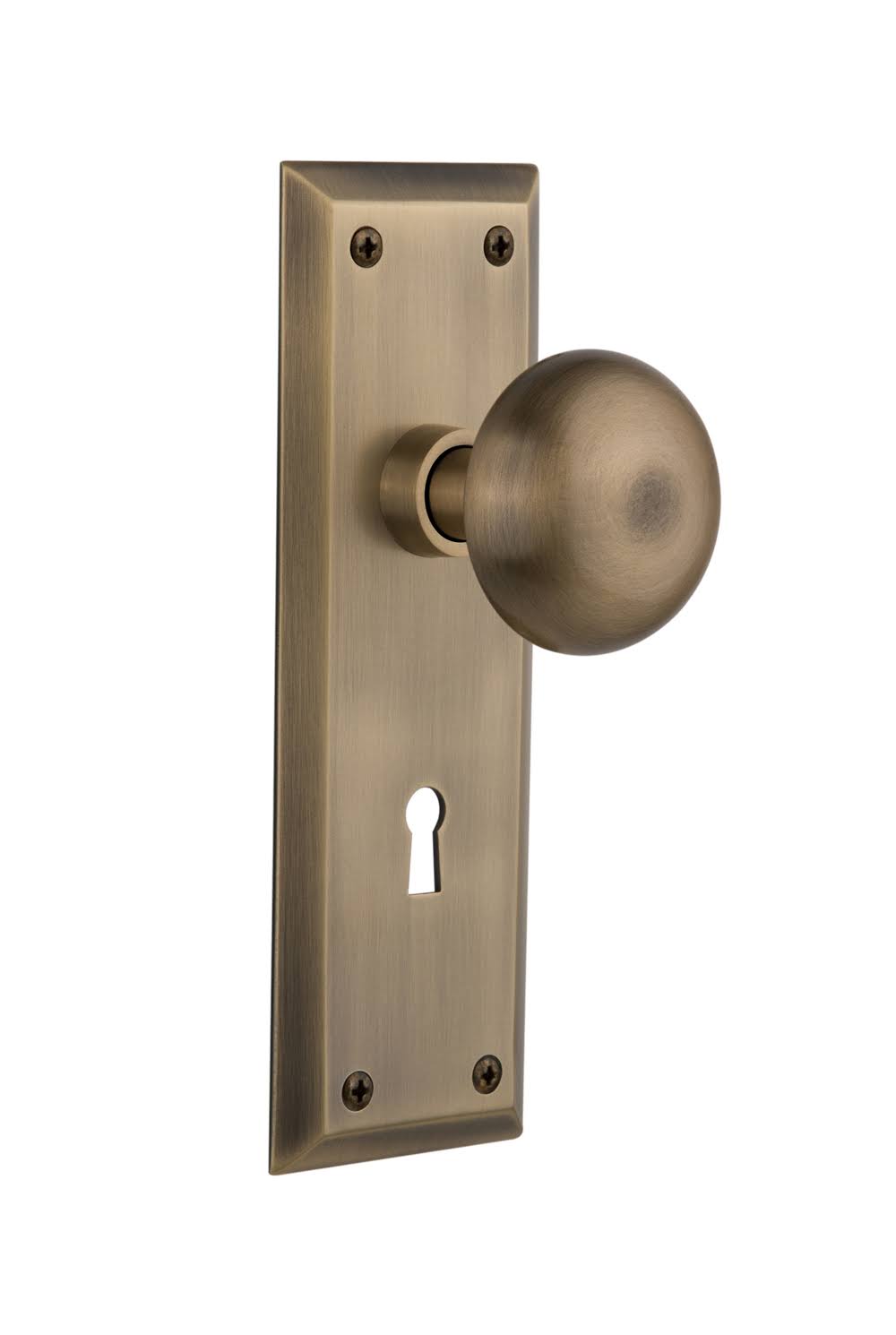 Antique Brass Door Knob with Keyhole Privacy E2888