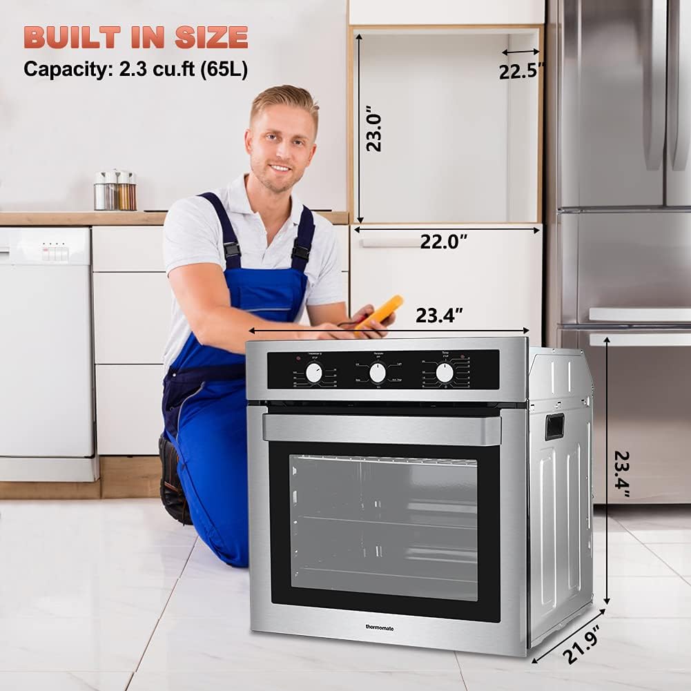 Single Wall Oven, 2.3 Cu.ft. Built-in Electric Wall Oven with Stainless Steel Finish W857