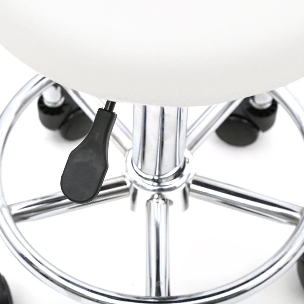 White Adjustable Swivel Bar Stool with Wheels L739