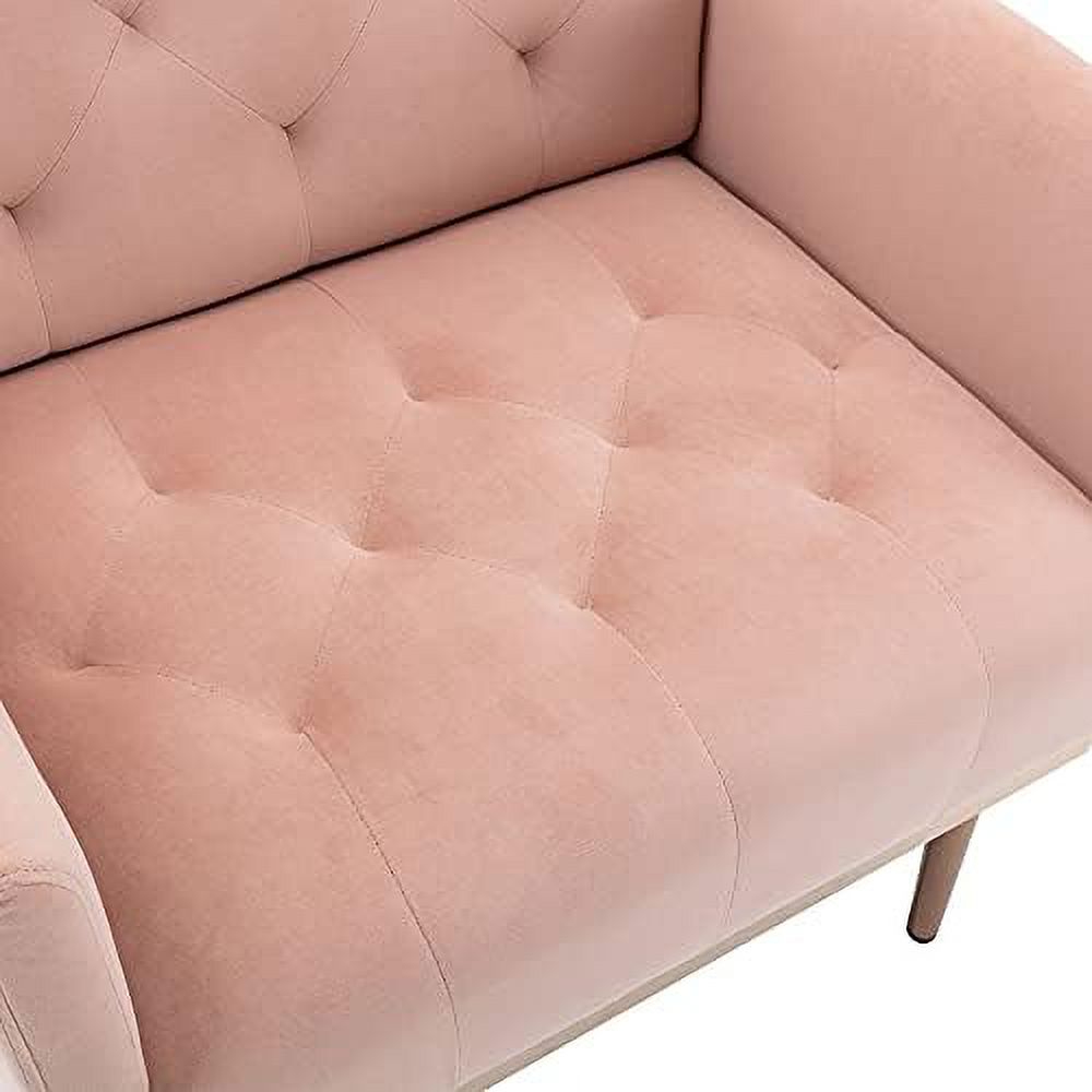 Pink Velvet Single Sofa with Rose Golden Metal Legs Y8876