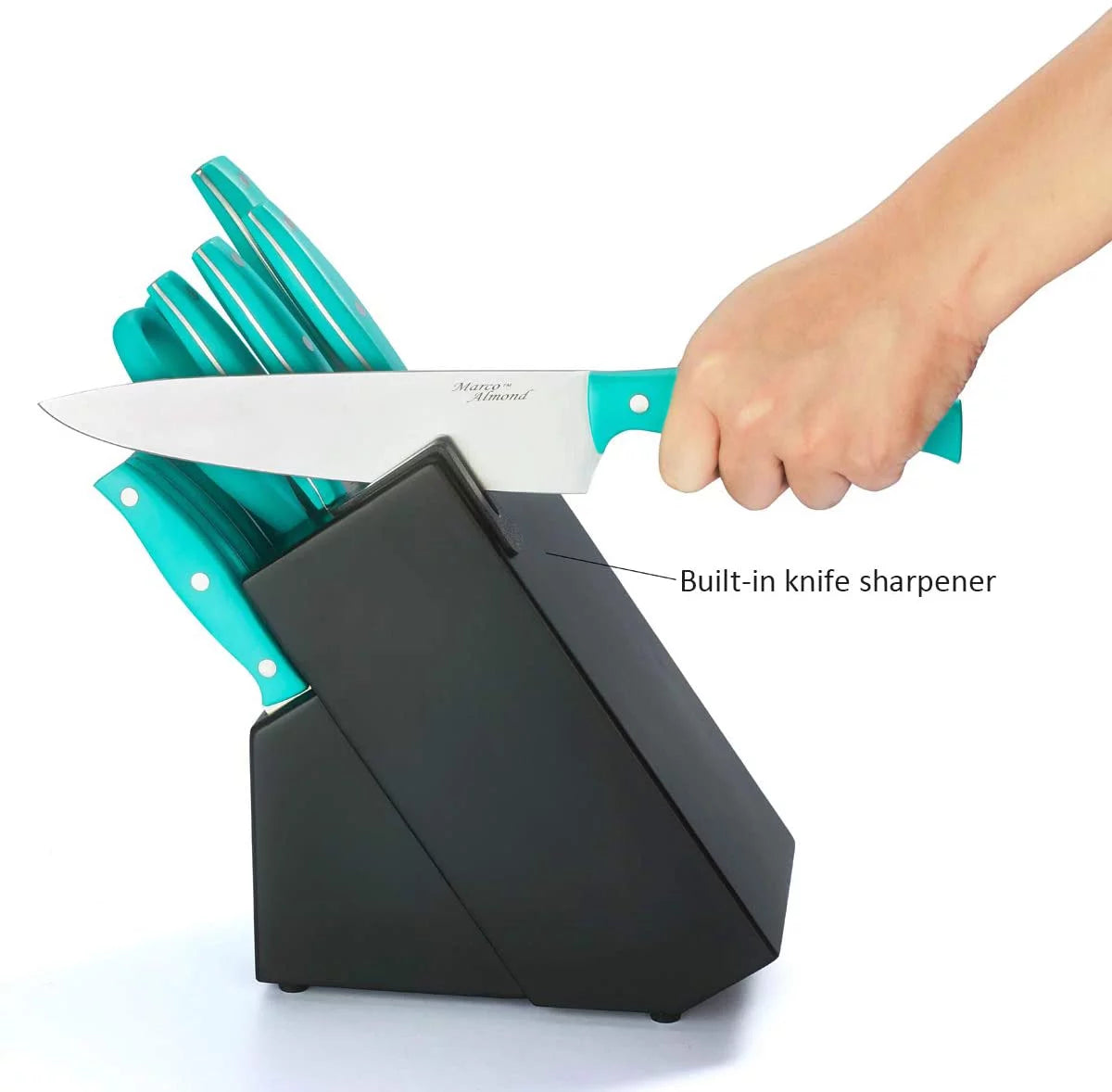 14pcs Kitchen Cutlery Knife Block Set with Built-in Sharpener X726514