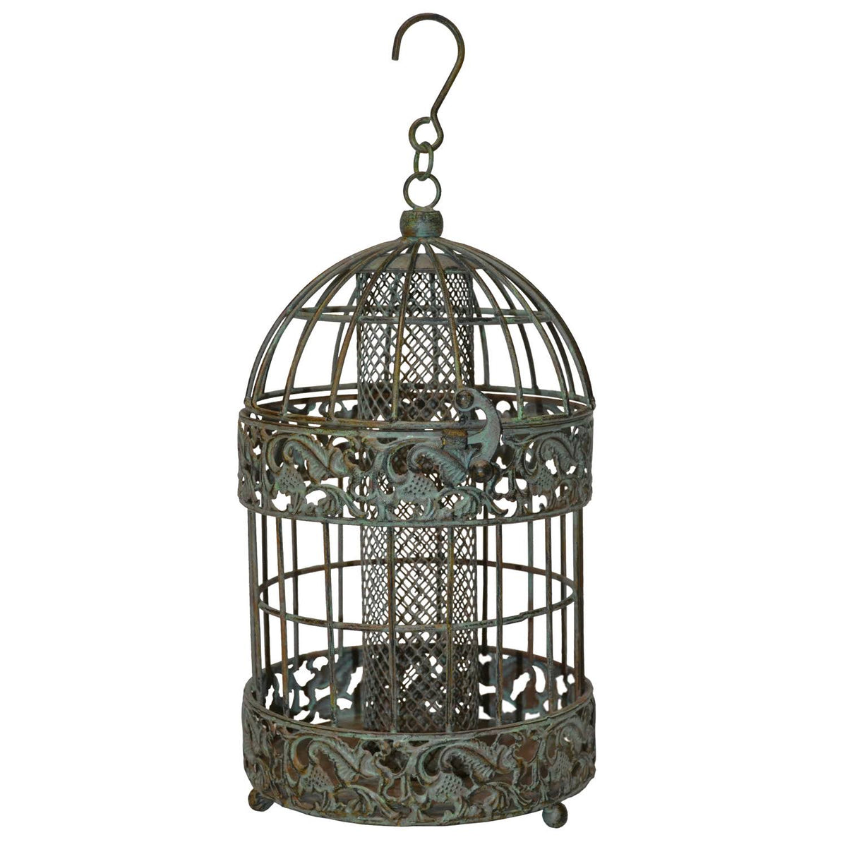 Rustic Metal Squirrel Proof Caged Bird Feeder P13105