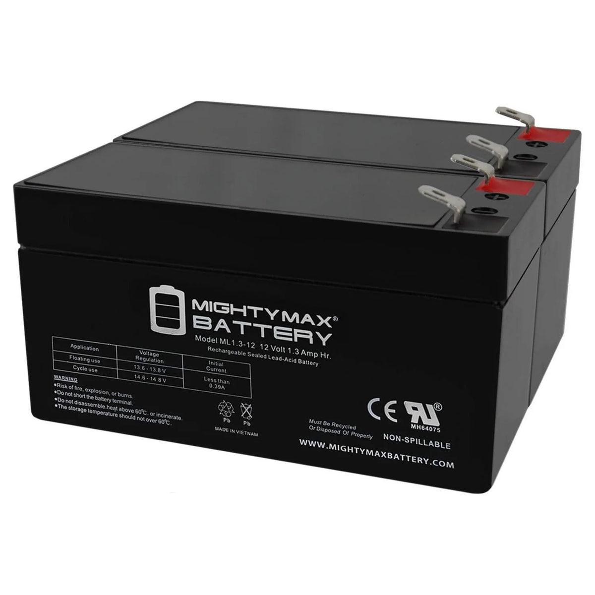 12V 1.3Ah Battery 2 Pack H6708