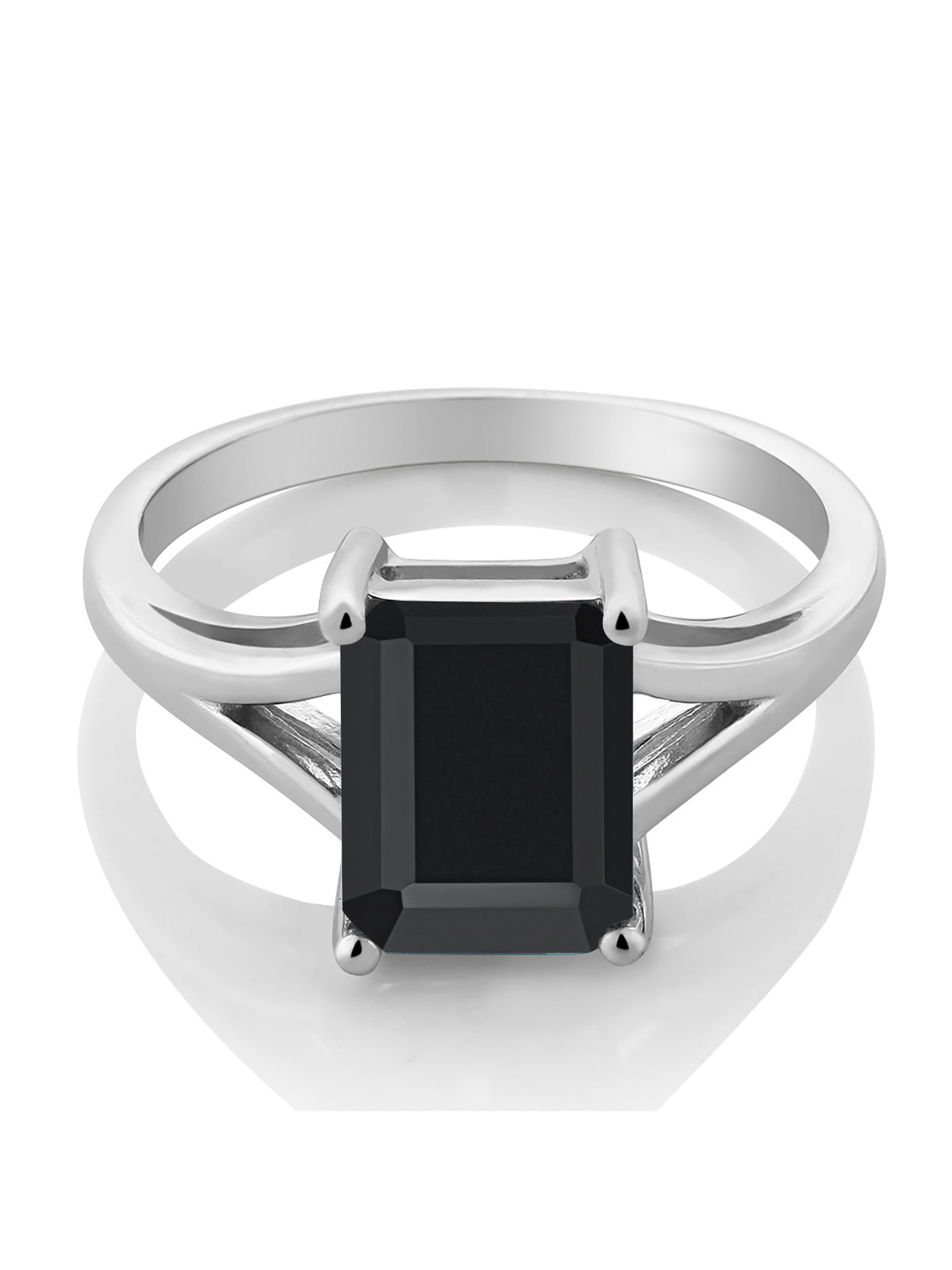 925 Sterling Silver Black Onyx Solitaire Engagement Ring C95657