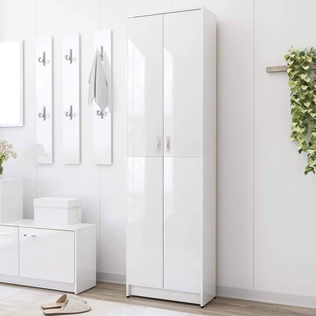 High Gloss White Hallway Wardrobe Chipboard G9953