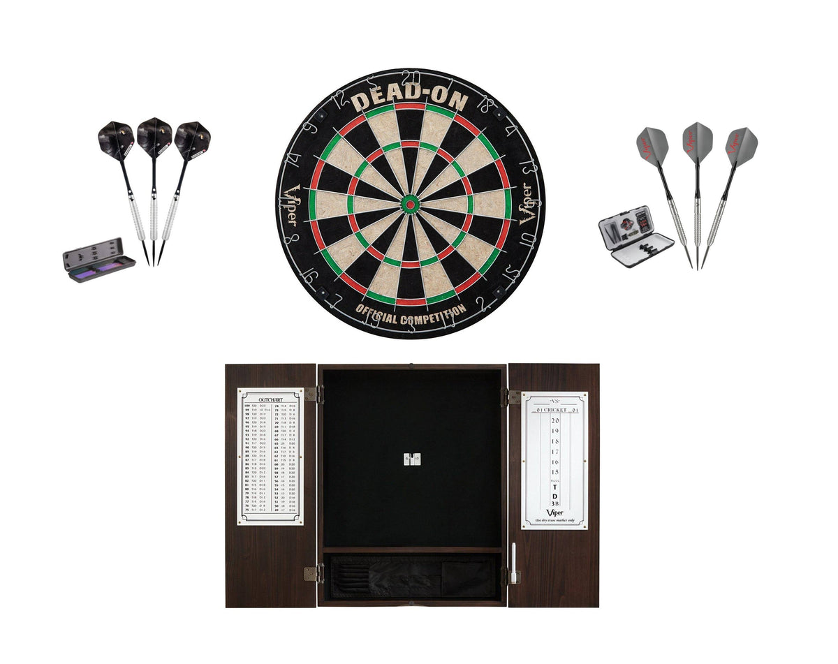 Bristle Dartboard with Steel Tip Cabinet and Tungsten Darts 22gm E5043