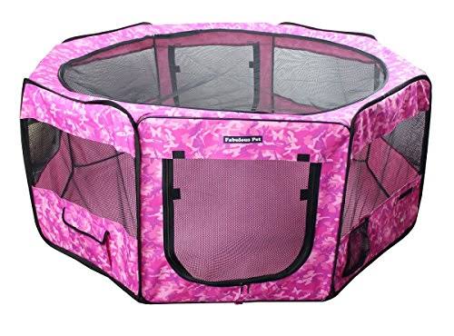 Medium Small Water Resistant Portable Play Pen-Pink Camo, White I66824