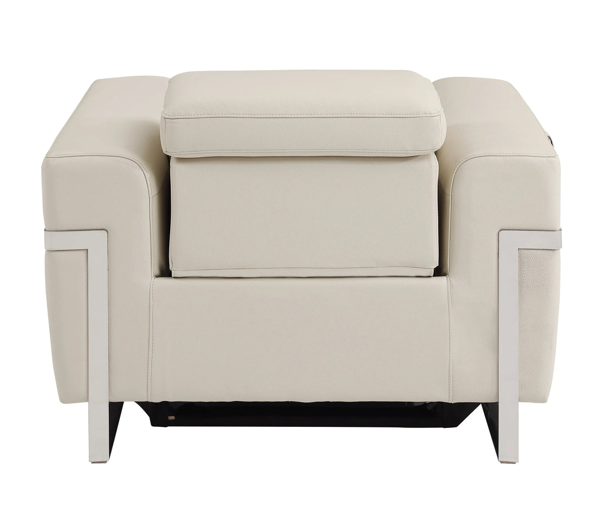 Beige Top Grain Italian Leather Power Recliner Chair Y3624