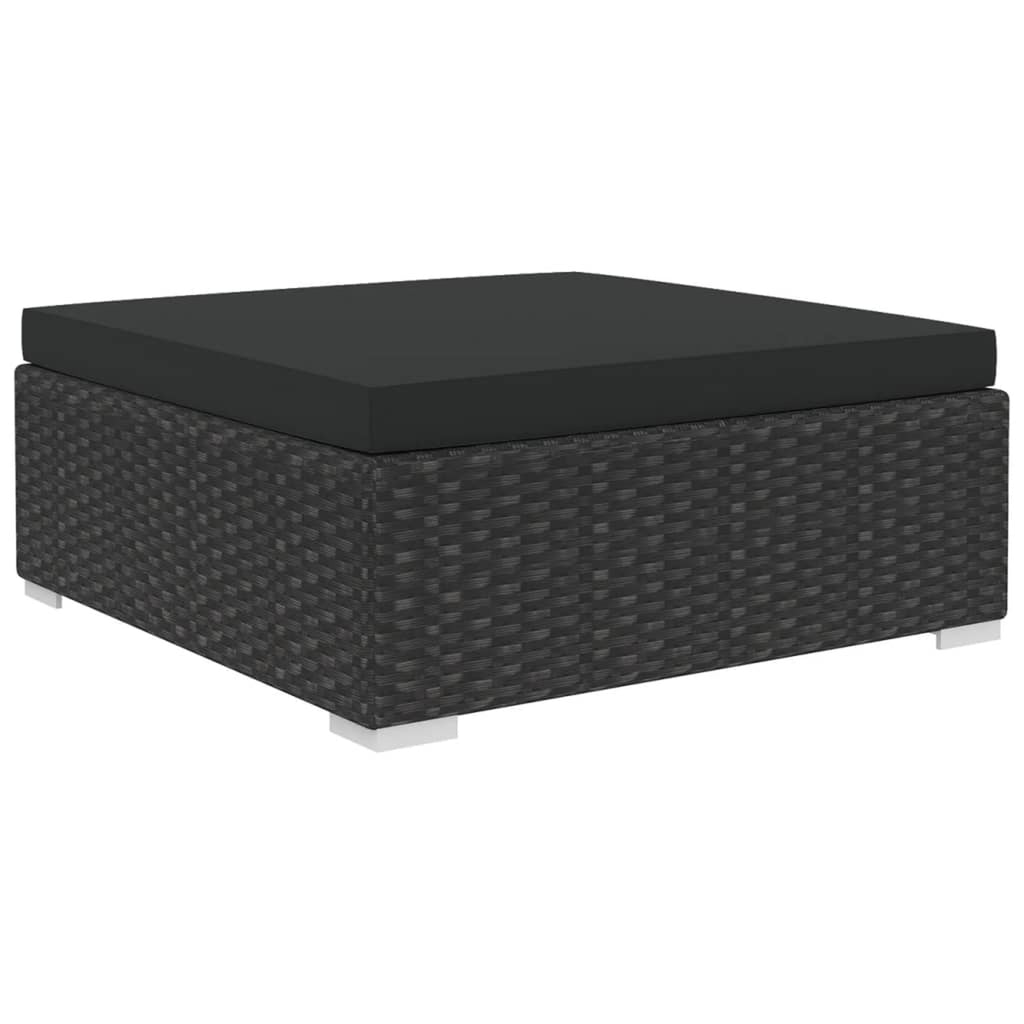 10 Piece Black Poly Rattan Outdoor Sectional Sofa Set H12240