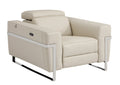 Beige Top Grain Italian Leather Power Recliner Chair Y3624