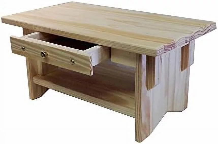 Unfinished Pine Altar Table with Display Shelf T253674