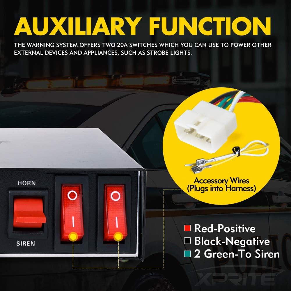 200 Watt 8 Tones Emergency Warning Siren Speaker PA System Kit with Handheld Microphone H484