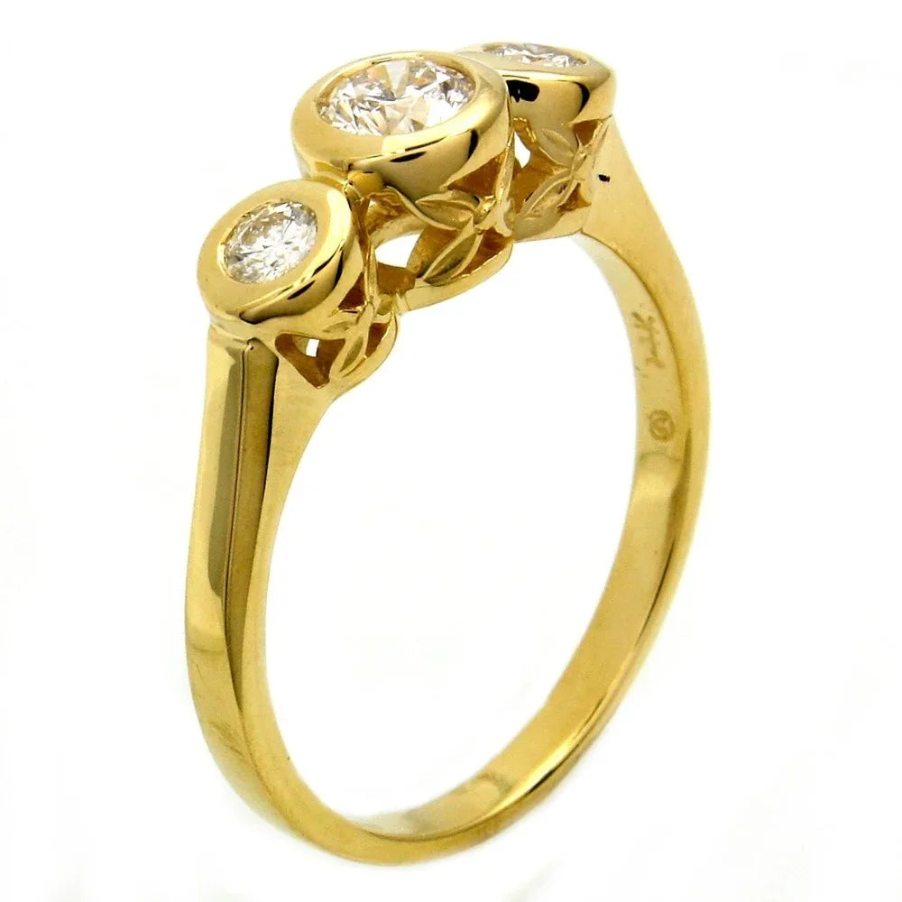 14K Yellow Gold Three-Stone Diamond Ring B641779