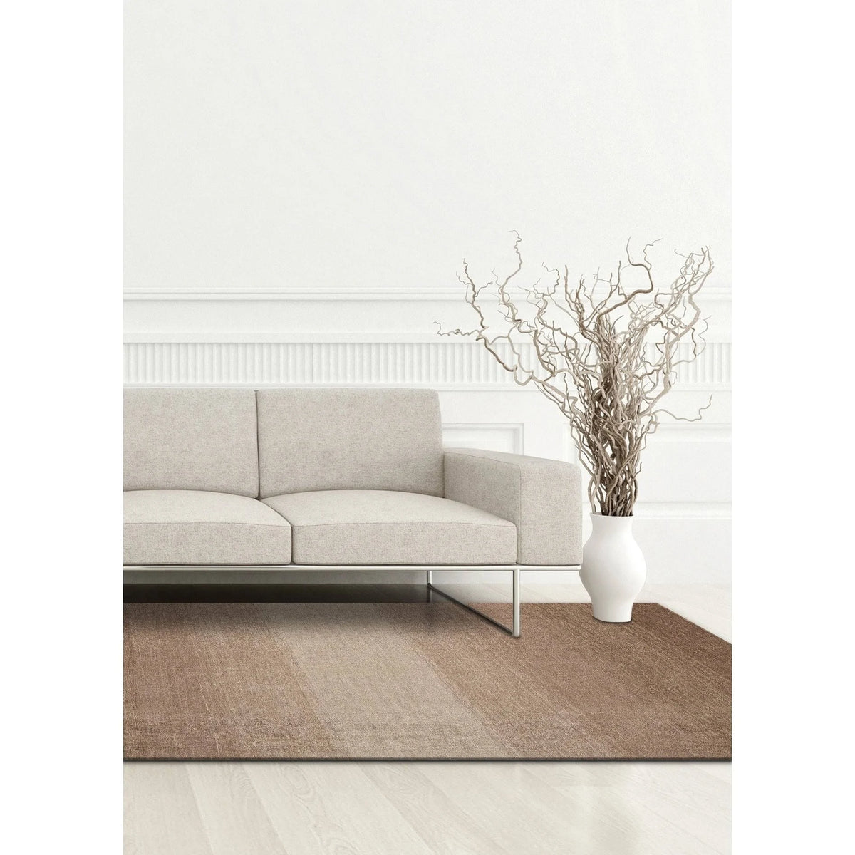 Mushroom Hand Loomed Ombre Rug B2993