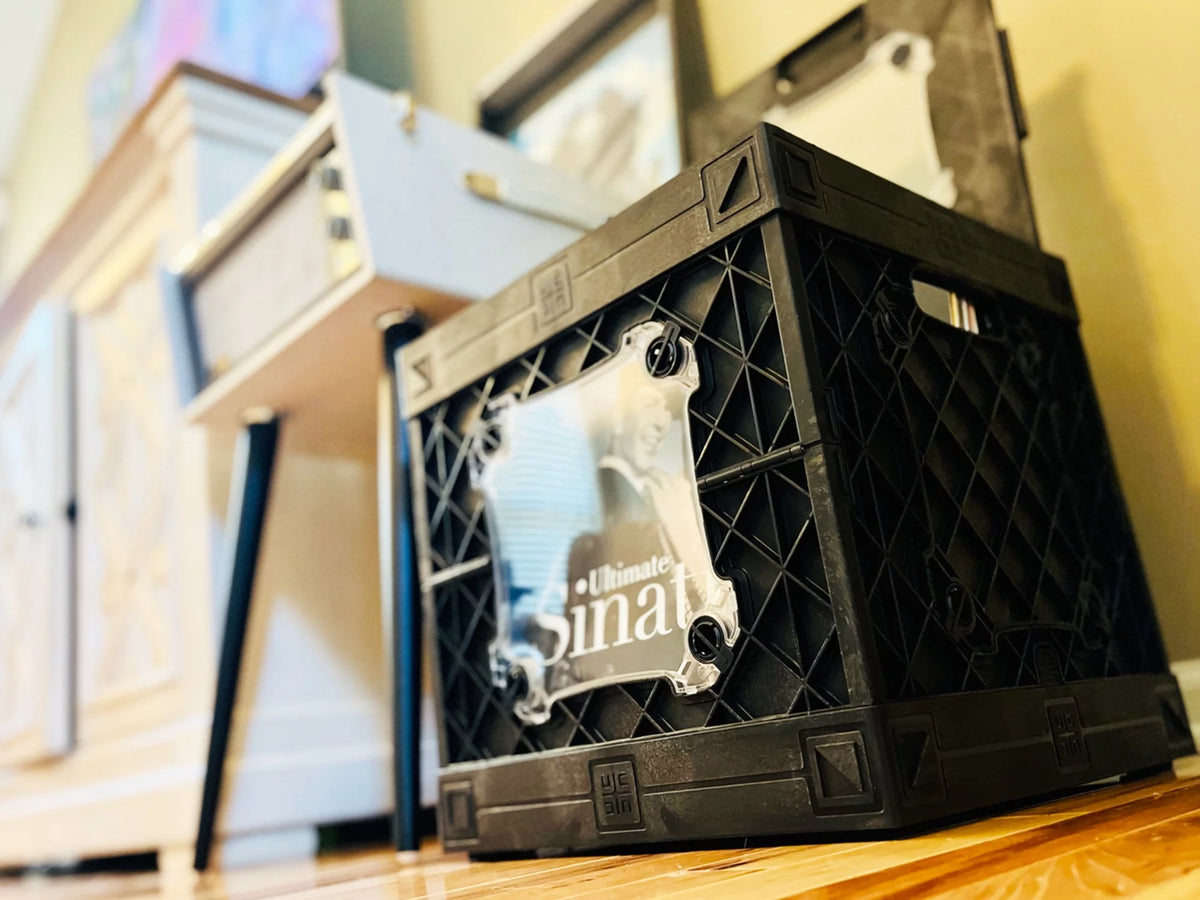 Vinyl Record Storage Crate with Divider and Transparent Panels E326195