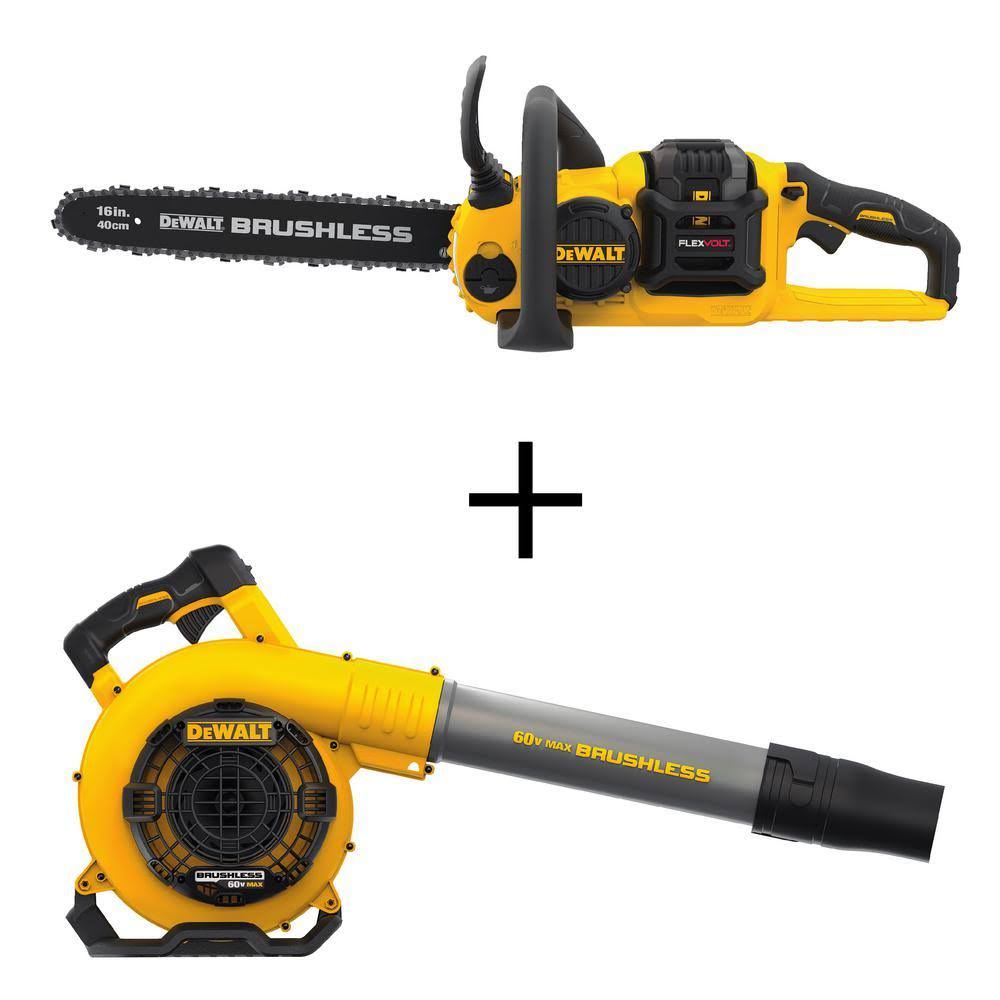 16 in. 60V Max Cordless Brushless Chainsaw with 3.0Ah Battery & Charger with Handheld Blower B1838