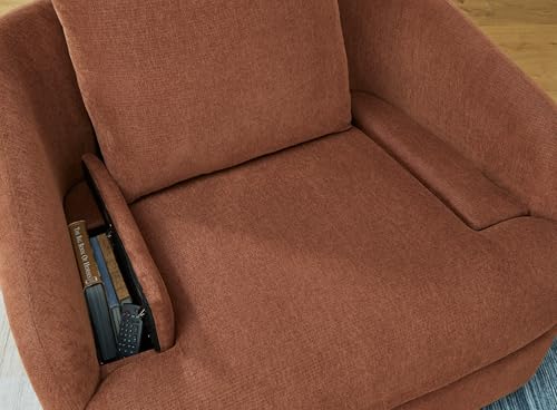 Orange Swivel Glider Rocker Recliner with 2 Bolster Pillows L649854