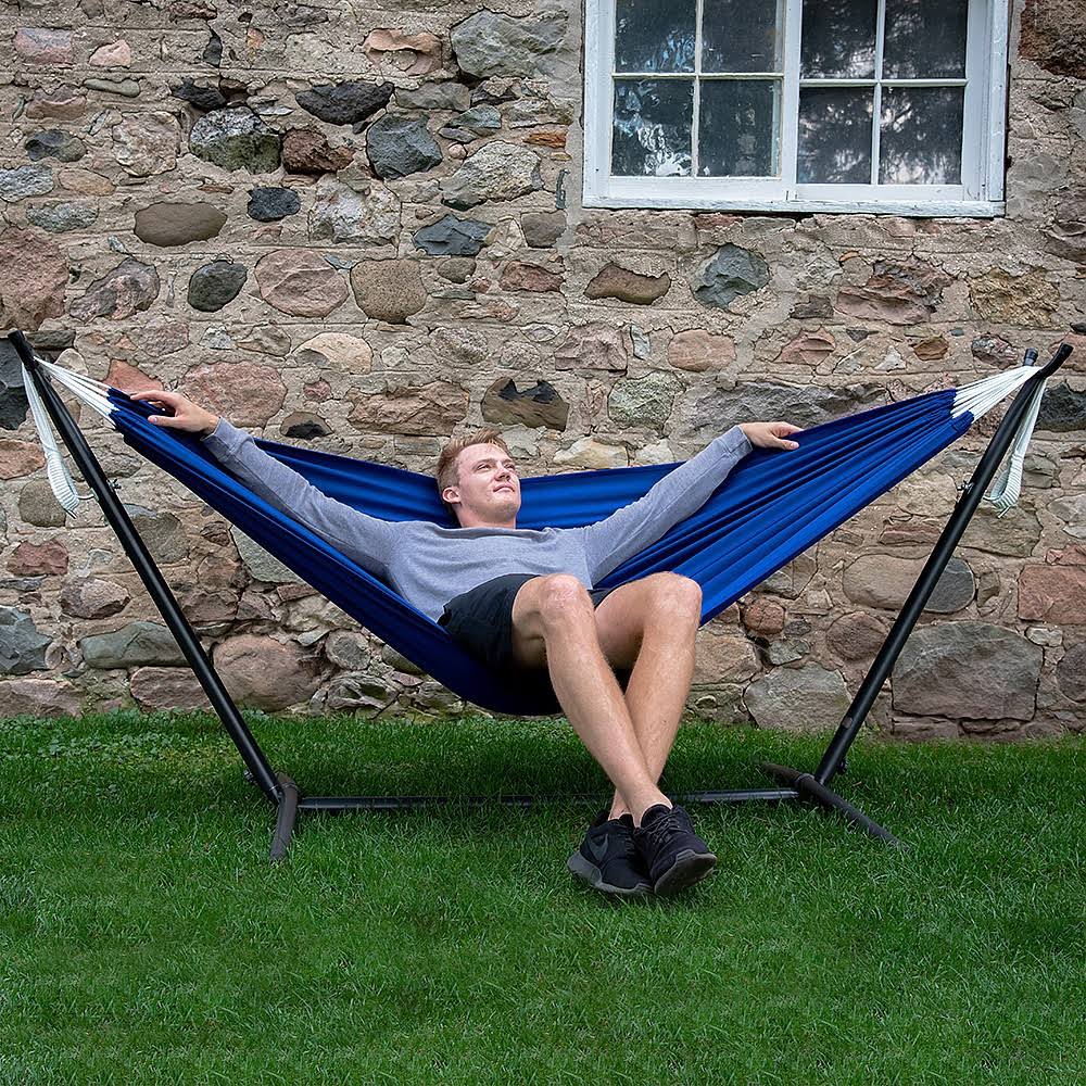 Royal Blue Polyester Hammock with Stand Z17342