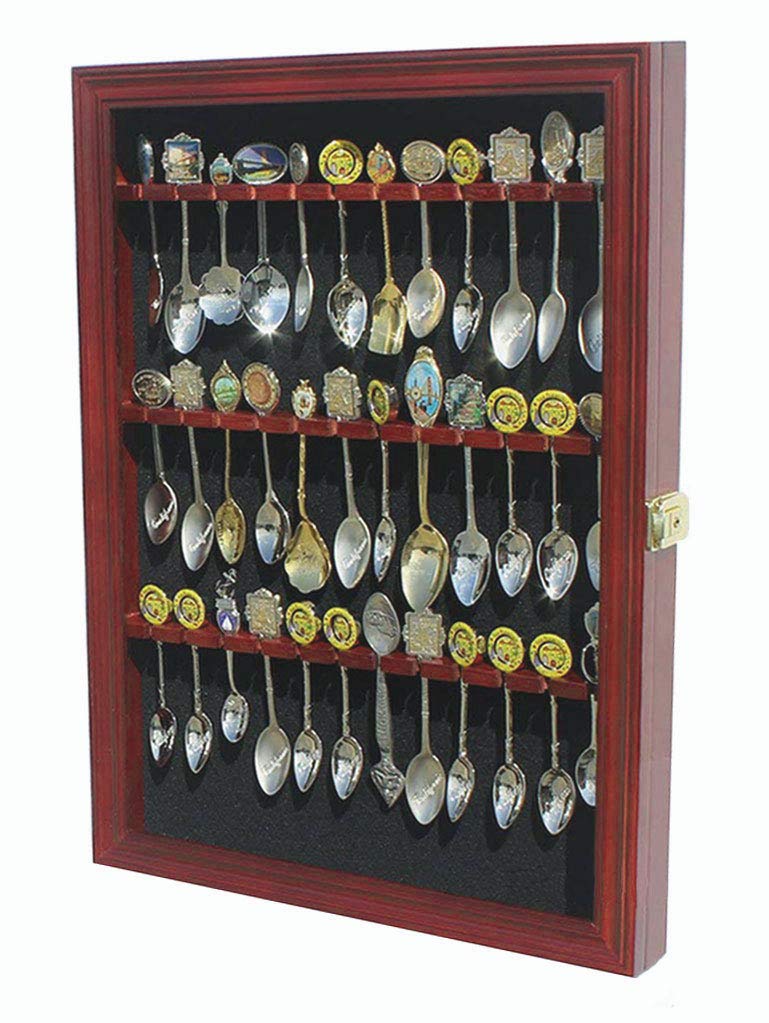 Lockable Glass Door Oak Finish Tea Spoon Display Case M82881
