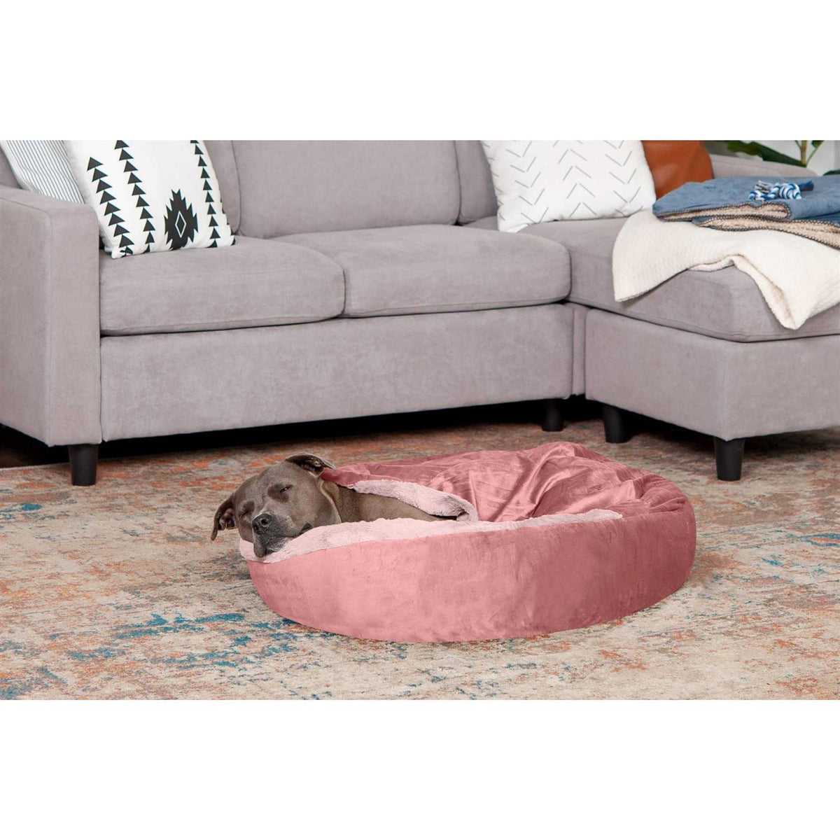 Velvet Hooded Donut Bed Z62697
