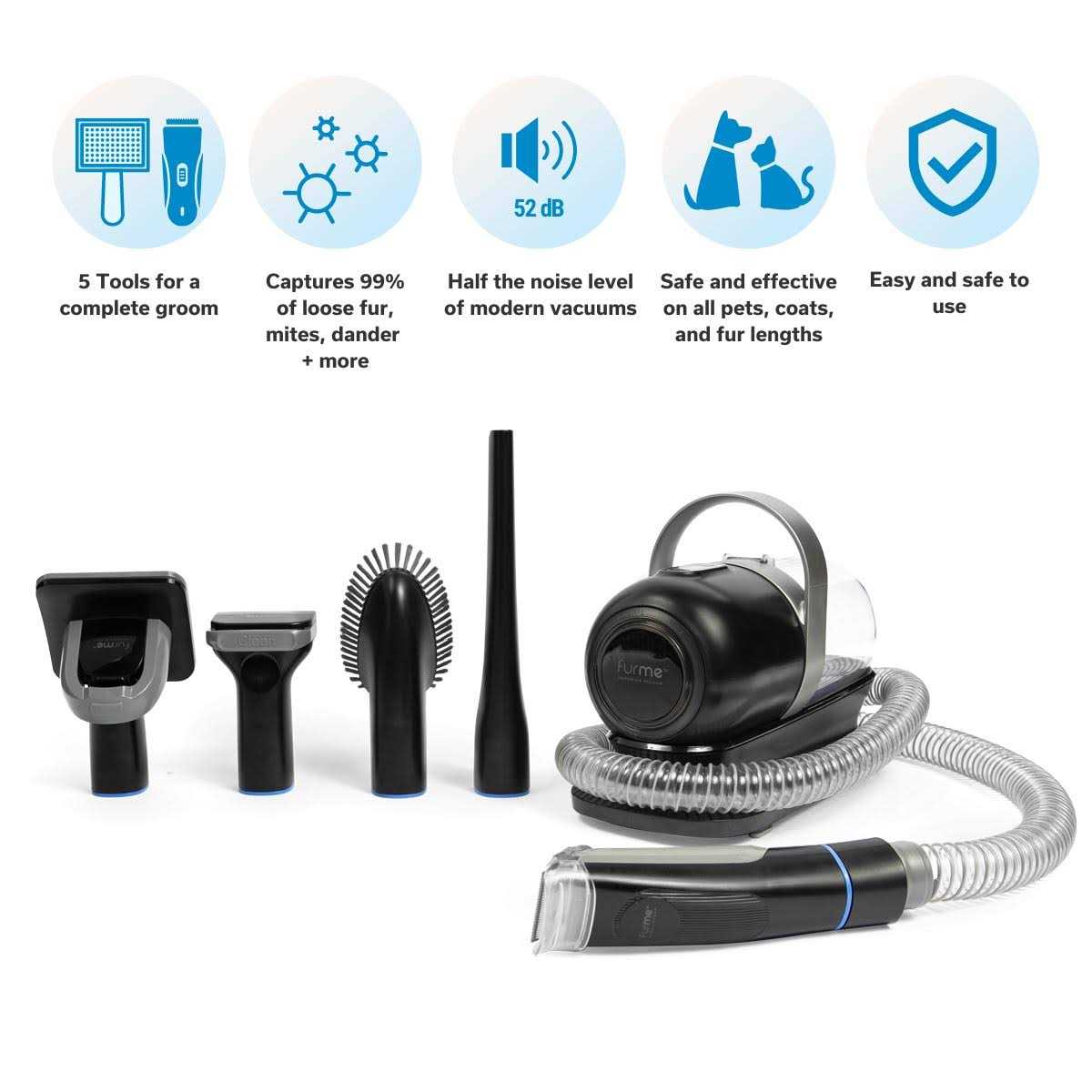 Pet Grooming Vacuum Kit, 5 Pet Grooming Tools H56252