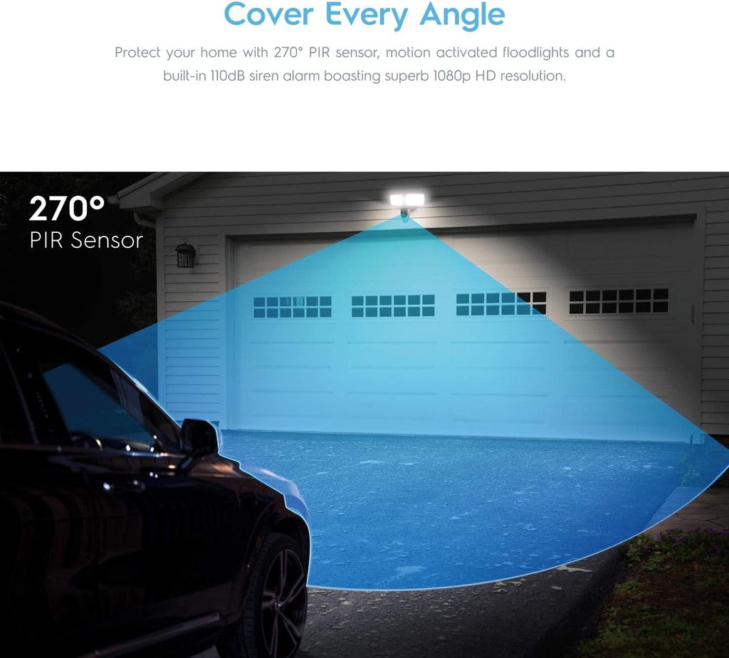 1080P Wireless WiFi Outdoor Security Camera with Flood Light R387384