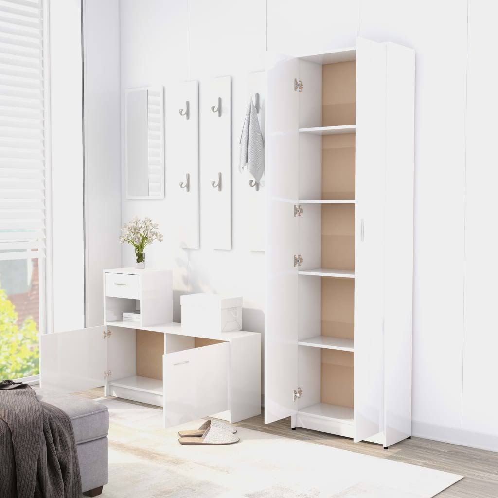High Gloss White Hallway Wardrobe Chipboard G9953