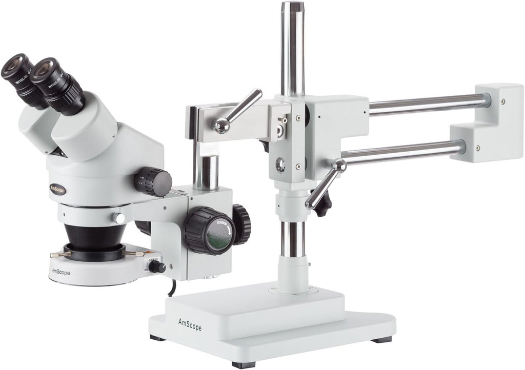 Binocular Stereo Zoom Microscope, 3.5X-90X Magnification, LED Ring Light, Double-Arm Boom Stand Y72393
