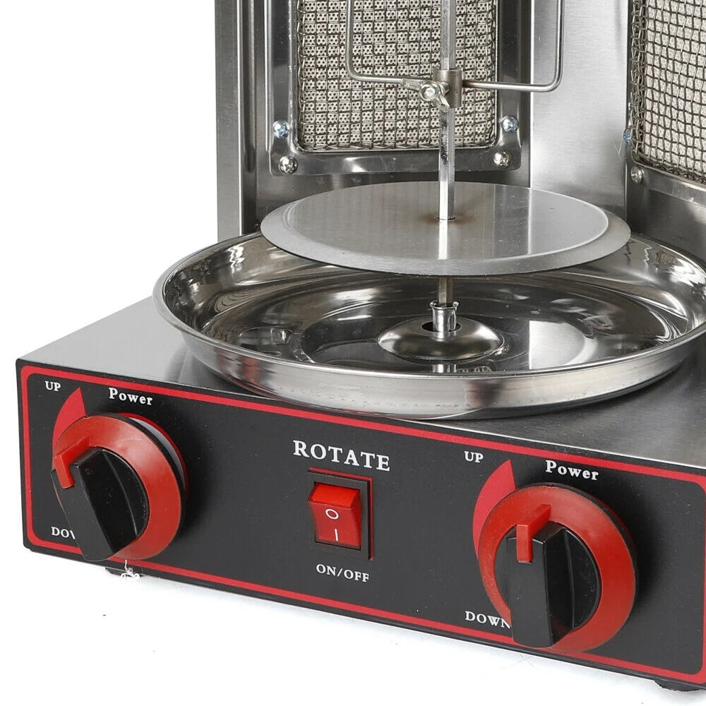 110V Gas Vertical Spinning Doner Kebab Grill Machine Broiler Shawarma Machine V4154