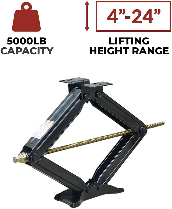 24" Scissor Jacks with Crank Handle, 5000 lbs Capacity, Pack of 2 U403708