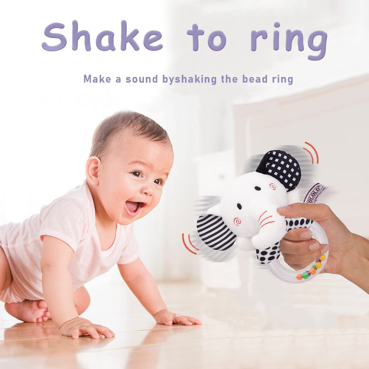 Baby Soft Rattles Teether Plush Rings for Infants 0 3 6 Months F69210
