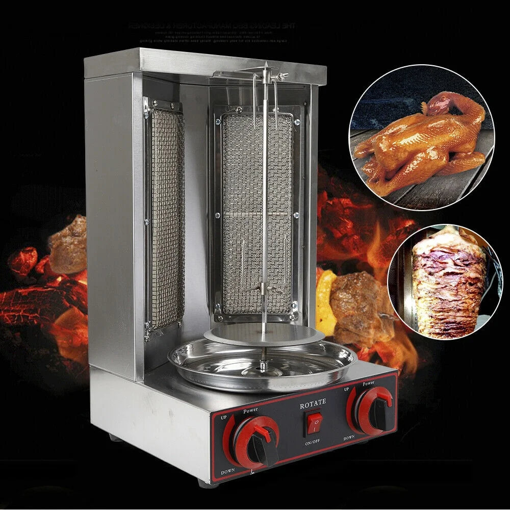 110V Gas Vertical Spinning Doner Kebab Grill Machine Broiler Shawarma Machine V4154