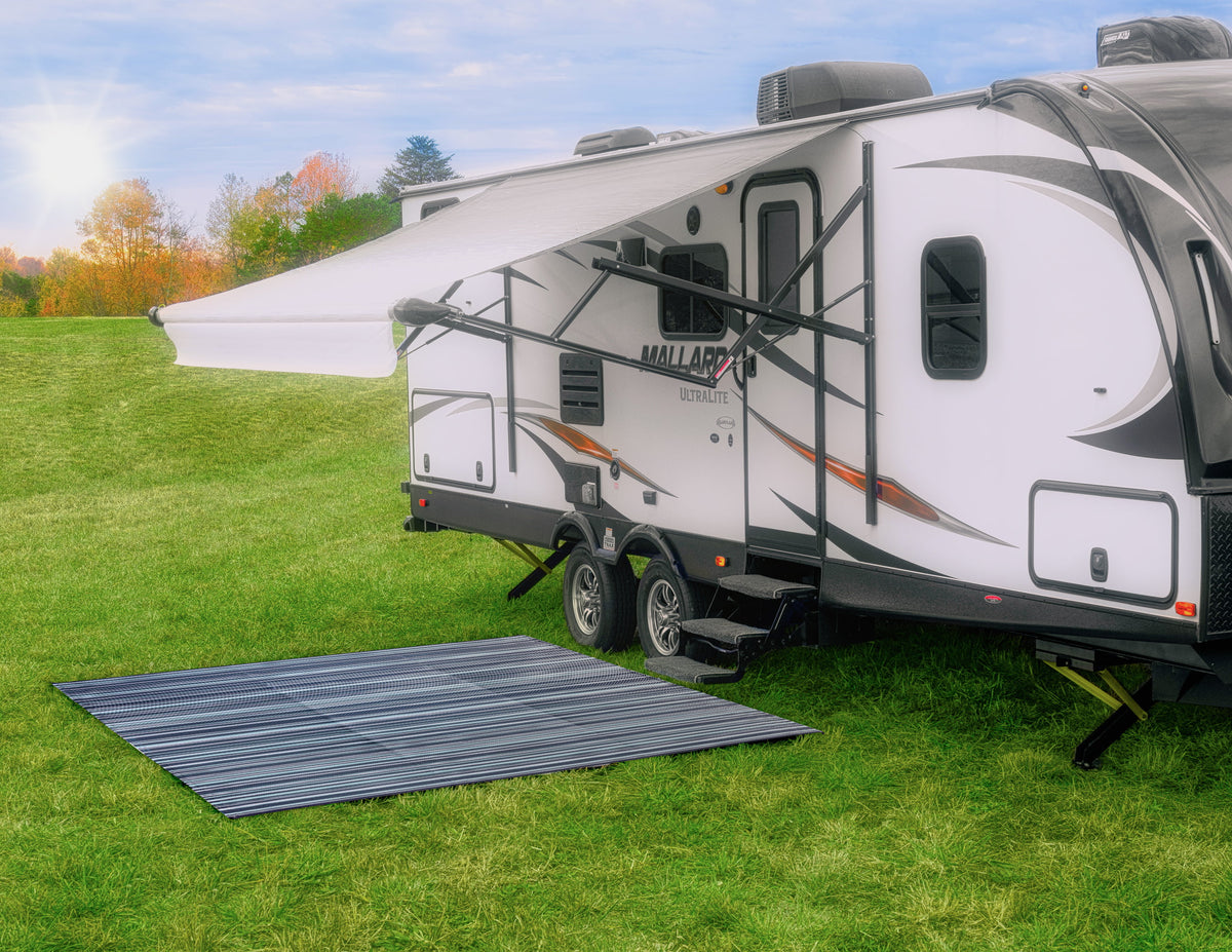 Reversible RV Awning and Outdoor Mat 9-feet x 12-feet Multicolor W824