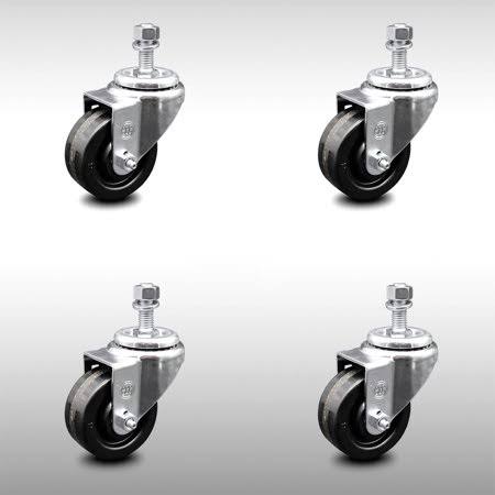 3.5 inch Swivel Caster Set with Threaded Stem B7385