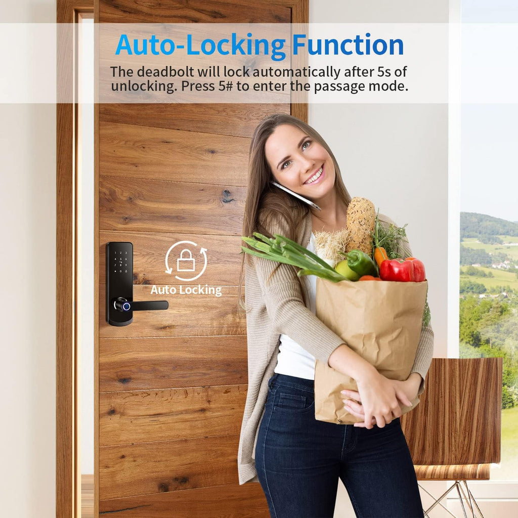 Smart Fingerprint Door Lock with Wi-Fi Touchscreen Keypad Deadbolt C53506