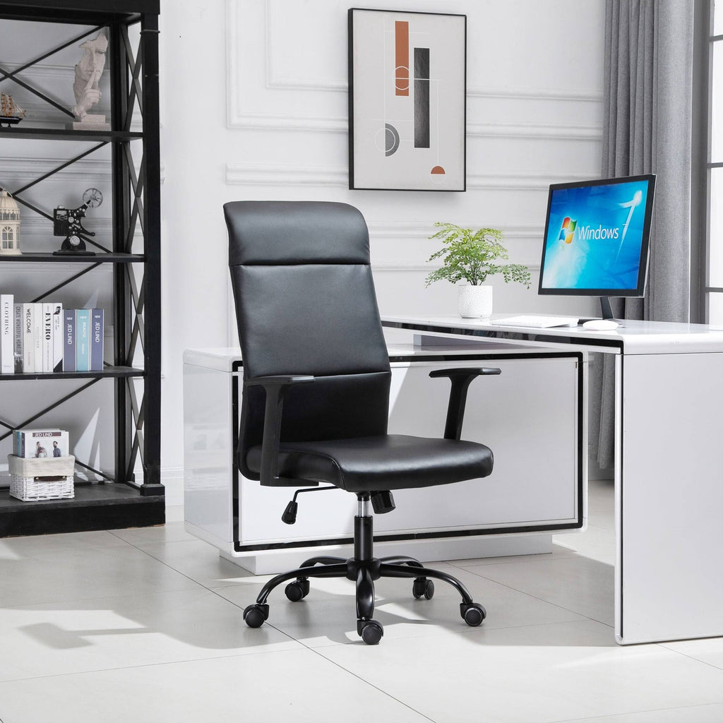 Faux Leather High-Back Office Chair with Adjustable Height, Metal Legs C4567