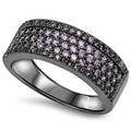 Black Tone Simulated Amethyst Ring .925 Sterling Silver Band Purple CZ Size 6 C2804