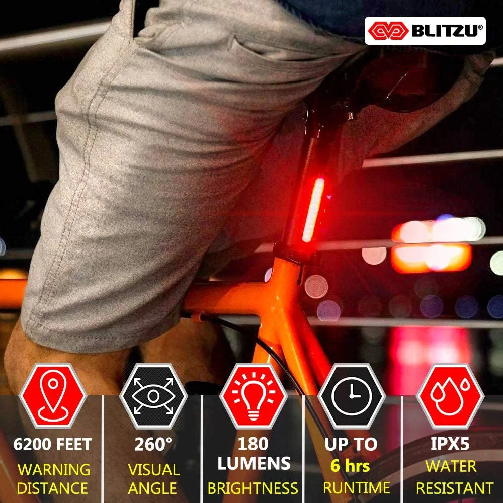 168H Bike Headlight or 168T Tail Light USB Rechargeable LED Bicycle Lights Set Front Back K6112