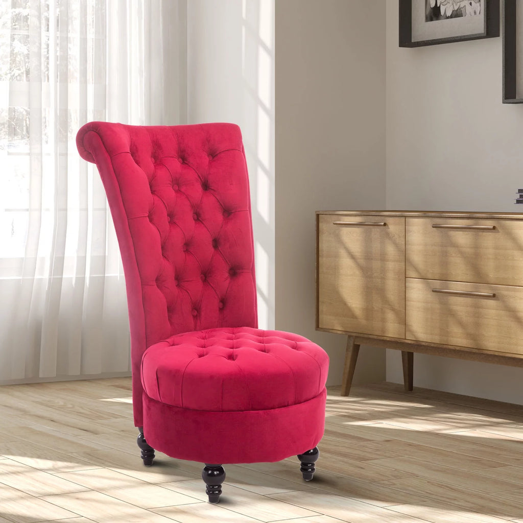 Retro High Back Armless Upholstered Tufted Accent Chair V245