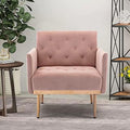 Pink Velvet Single Sofa with Rose Golden Metal Legs Y8876