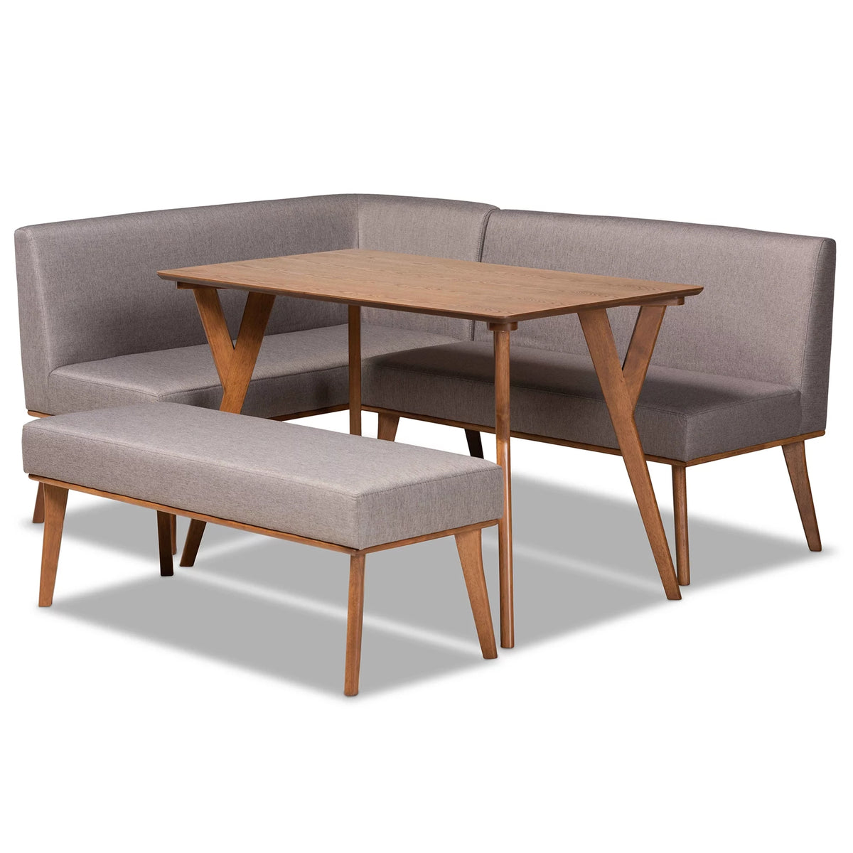 Grey Fabric Upholstered 4-Piece Dining Nook Set C1630
