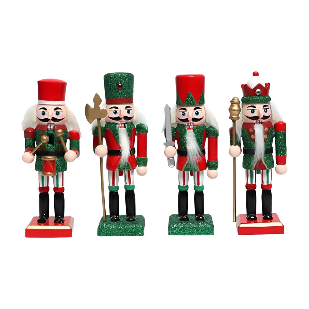 18cm 4 Pieces Wooden Nutcracker Soldier Table Decoration D301