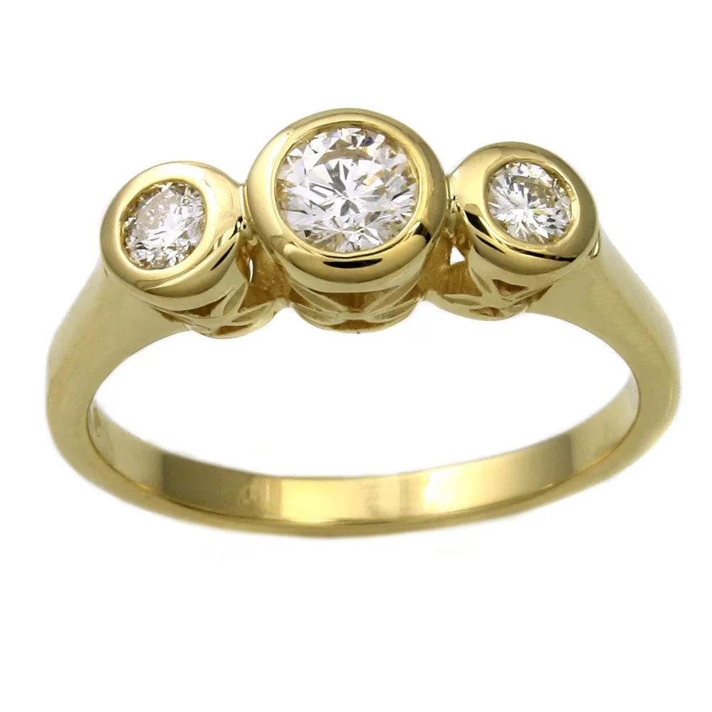 14K Yellow Gold Three-Stone Diamond Ring B641779