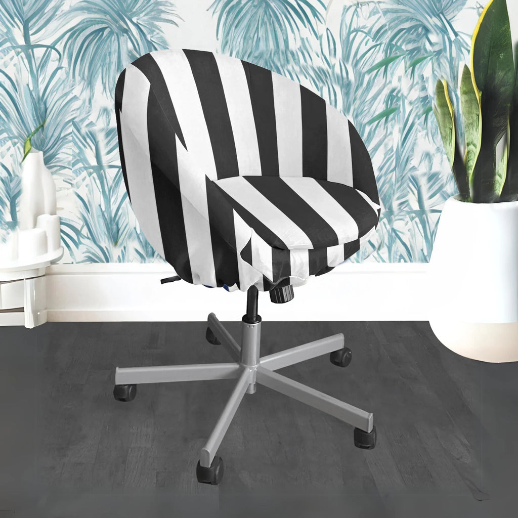 Black Stripe Swivel Chair Cover D948