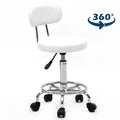 White Adjustable Swivel Bar Stool with Wheels L739