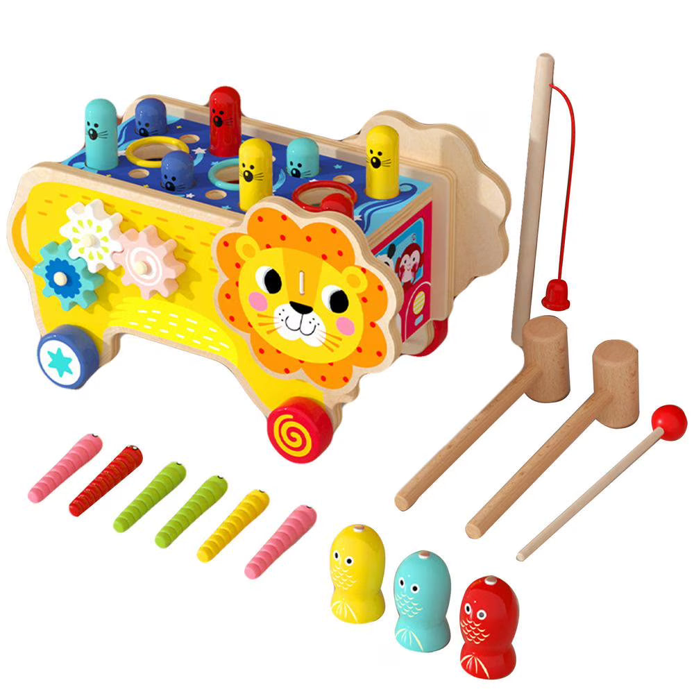 8 in 1 Wooden Montessori Whack Mole Game Motor Skill Toys R66133