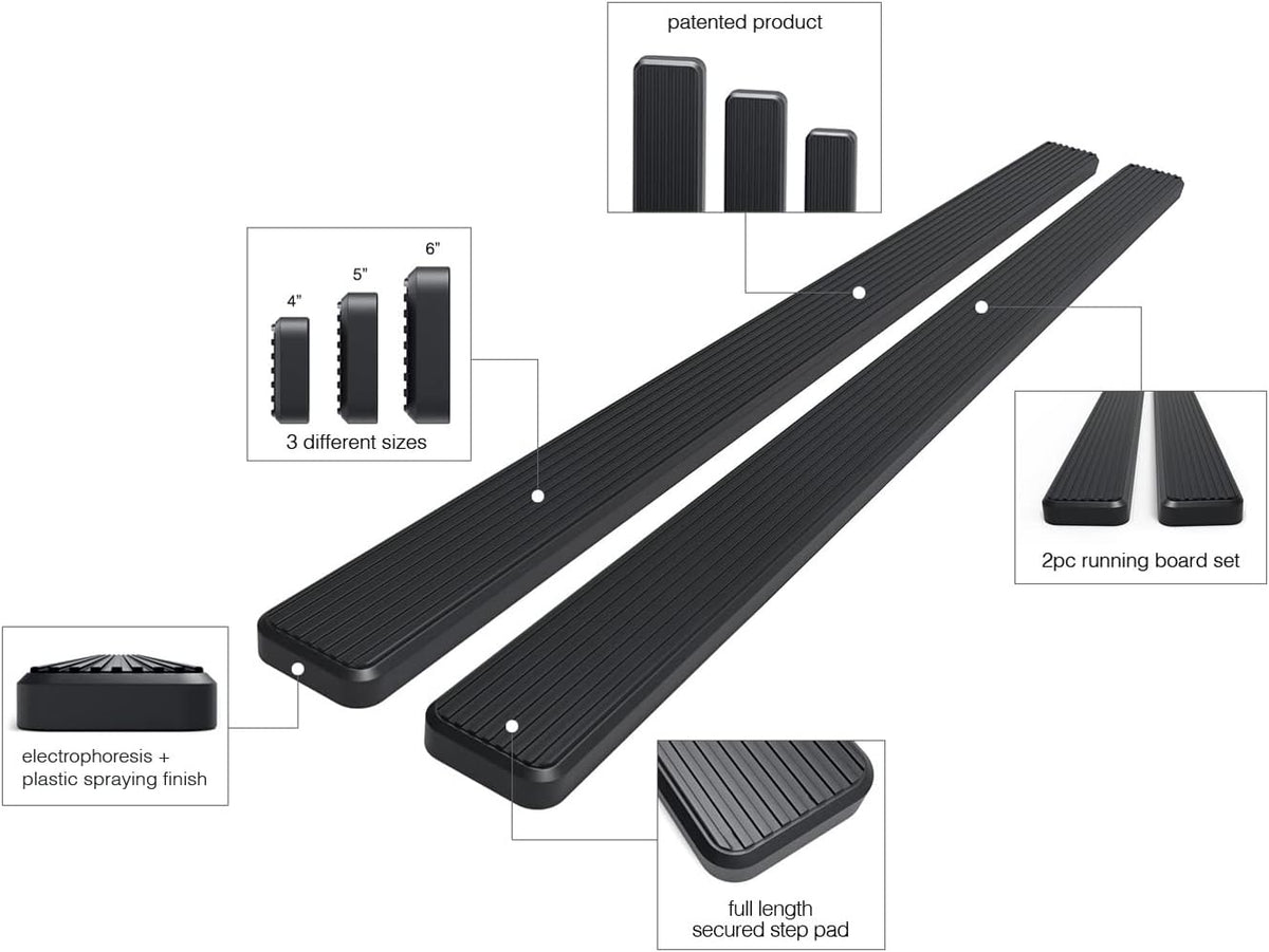 Black Powder Coated 5in Running Boards K50961