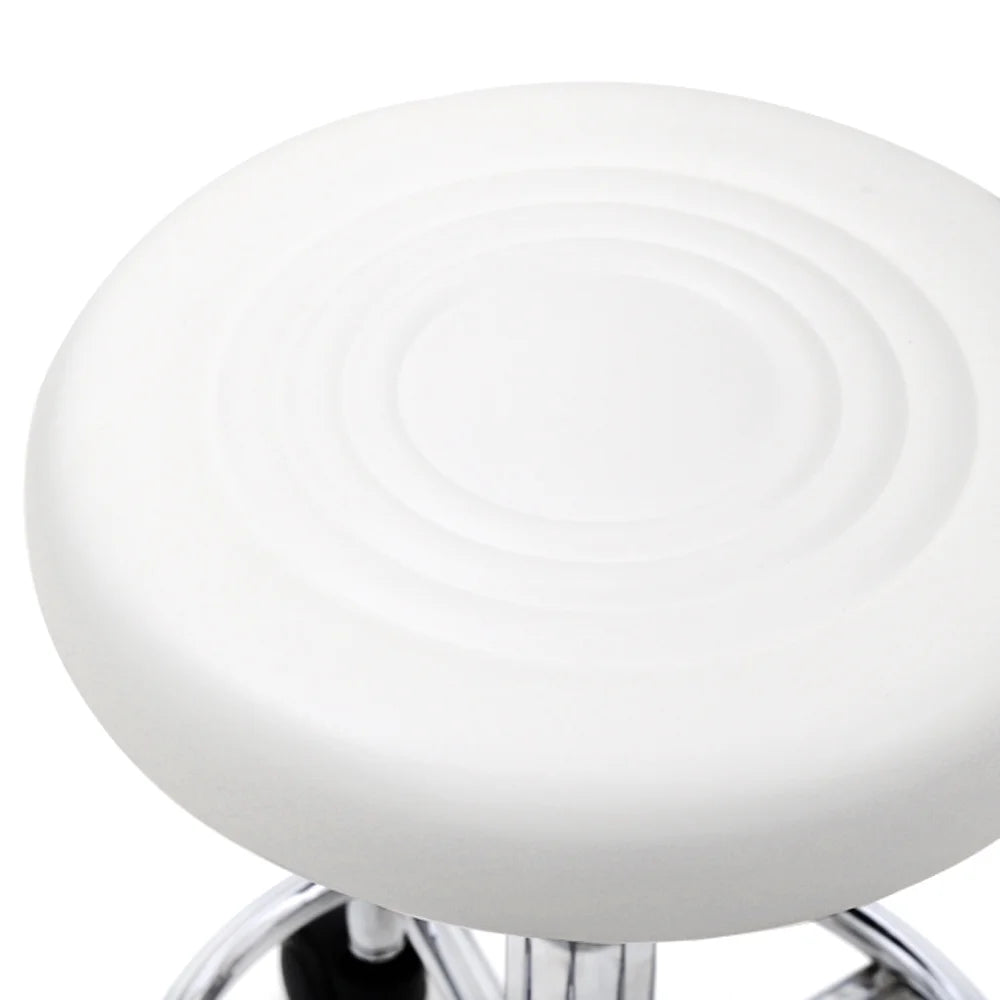 White Adjustable Swivel Bar Stool with Wheels L739