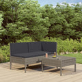 3 Piece Poly Rattan Outdoor Sectional Sofa Set with Cushions Steel Frame W660286
